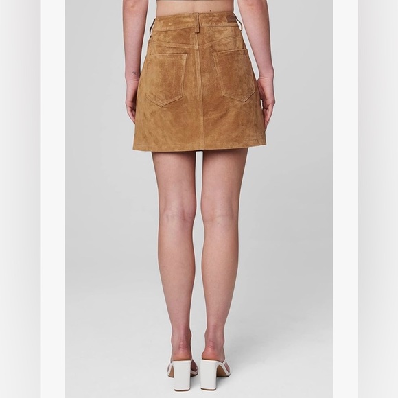 NEW BLANKNYC Pecan Brown 100% Genuine Leather Suede Mini Skirt 25 Boho NWT - Picture 7 of 15